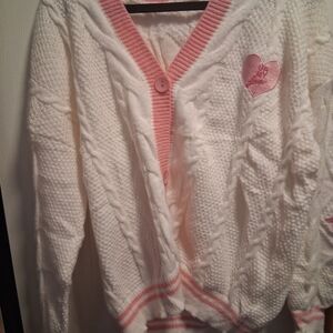Taylor Swift Lover Inspired White and Pink Women's Cardigan NWOT